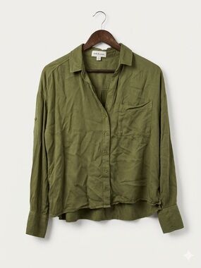 cloth & stone Olive Button-Down Relaxed Shirt